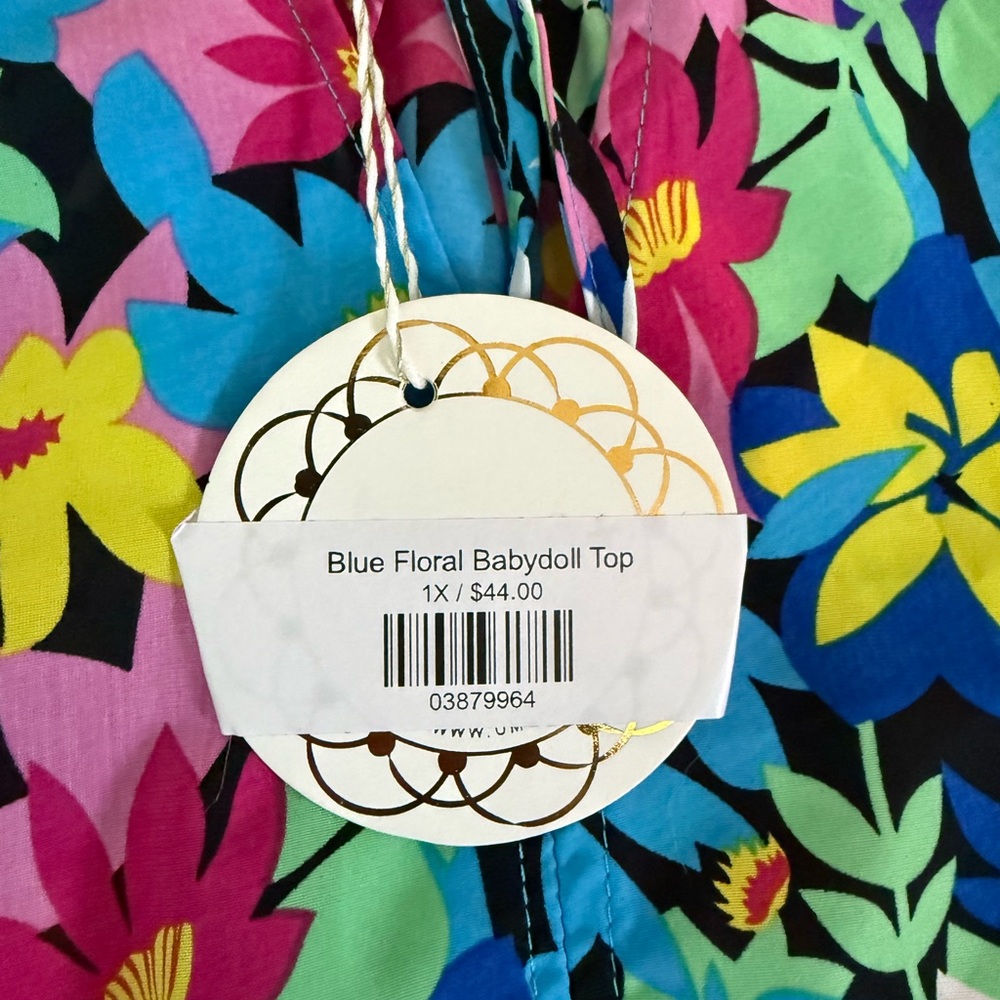 Umgee Vibrant Floral Blouse with Ruffle Sleeves - Picture 2 of 4